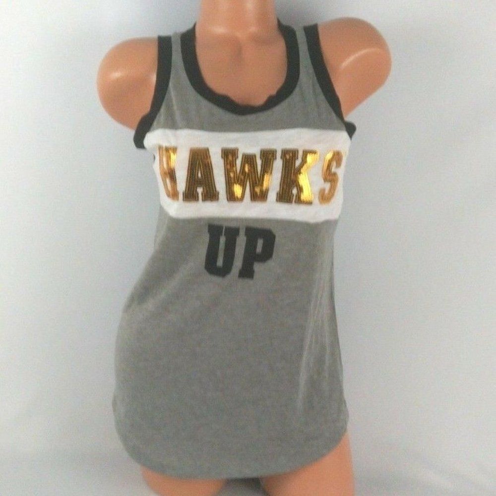 1129  XSMALL VICTORIA'S SECRET PINK SEQUIN RARE HAWKS T SHIRT NWT